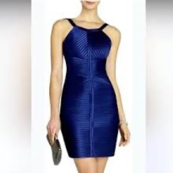 BCBGMAXZARIA Blue Bandage Bodycon Mini Dress - Picture 1 of 9
